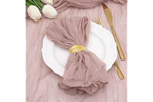 Dusty Pink Napkins Set of 12 Cheesecloth Napkins Washable Boho Cloth Dinner Table Napkin Bulk 21x21'' for Wedding Bridal Baby
