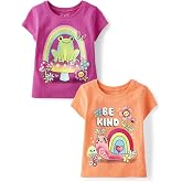 The Children's Place Baby Girls' and Toddler Unicorns,Butterflies,Trends Short Sleeve Graphic T-Shirts,3 Pack