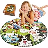 TALGIC Puzzles for Kids Ages 4-6, 70 Piece Round Floor Puzzles for Kids Ages 3-5 with Animals & Barn, Popular Educational Toys & Gift for 3 4 5 6 7 8 9 10