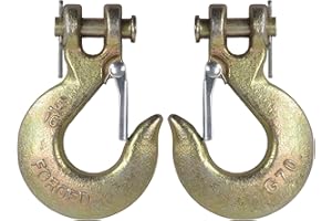 BATONECO 5/16" Clevis Slip Hook with Safety Latch, Forged G70 14,000 Lb Capacity, Safety Chain Hooks for Trailer, Truck Transport, Tow Winch (2 Pack)