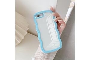 UEEBAI Wave Frame Clear Case for iPhone 7 Plus/iPhone 8 Plus Curly Clear Phone Case,Cute Wave Frame Slim Fit Shockproof Phone