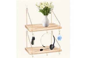 KJSEPHITELIAN 2-Pack Cubicle Shelf For Fabric Walls With Hooks：12x6.0in Wooden Cubicle Shelf Hanging Organizer Gold Shelves For Accessories Office Stylish Ations cubical Decorations For Women Desk work storage