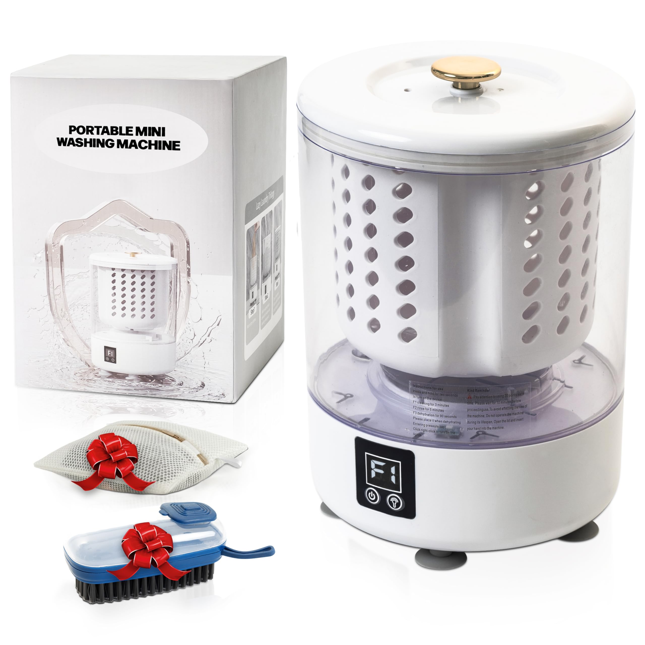 Photo 1 of Mini Washing Machine - 3L Underwear Washing Machine with 6000mAh battery + 2 Gifts of Soup dispenser Brush + Mesh Laundry Bag