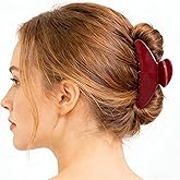 PCshine Acetate Hair Claw Clips for Women - 4.2" Non-Slip Medium Hair Clips, Strong Hold Claw Clips for Thick/Thin Hair, Hair Styling Accessories For Daily/Office/Party/Updo/Beach Waves Use (Wine Red)