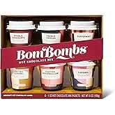 Bombombs Hot Chocolate Mix Gift Set in Mini Cup Packaging, Flavors Include Double Chocolate, French Vanilla, Peppermint, Salted Caramel and More, Set of 6