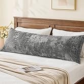 BEDELITE Velvet Body Pillow Cover with Zipper, Soft and Plush 20x54 Long Pillow Case, Velvety Smooth and Cozy Body Pillow Pillowcase for Bedroom and Couch, for All Seasons(Gray)