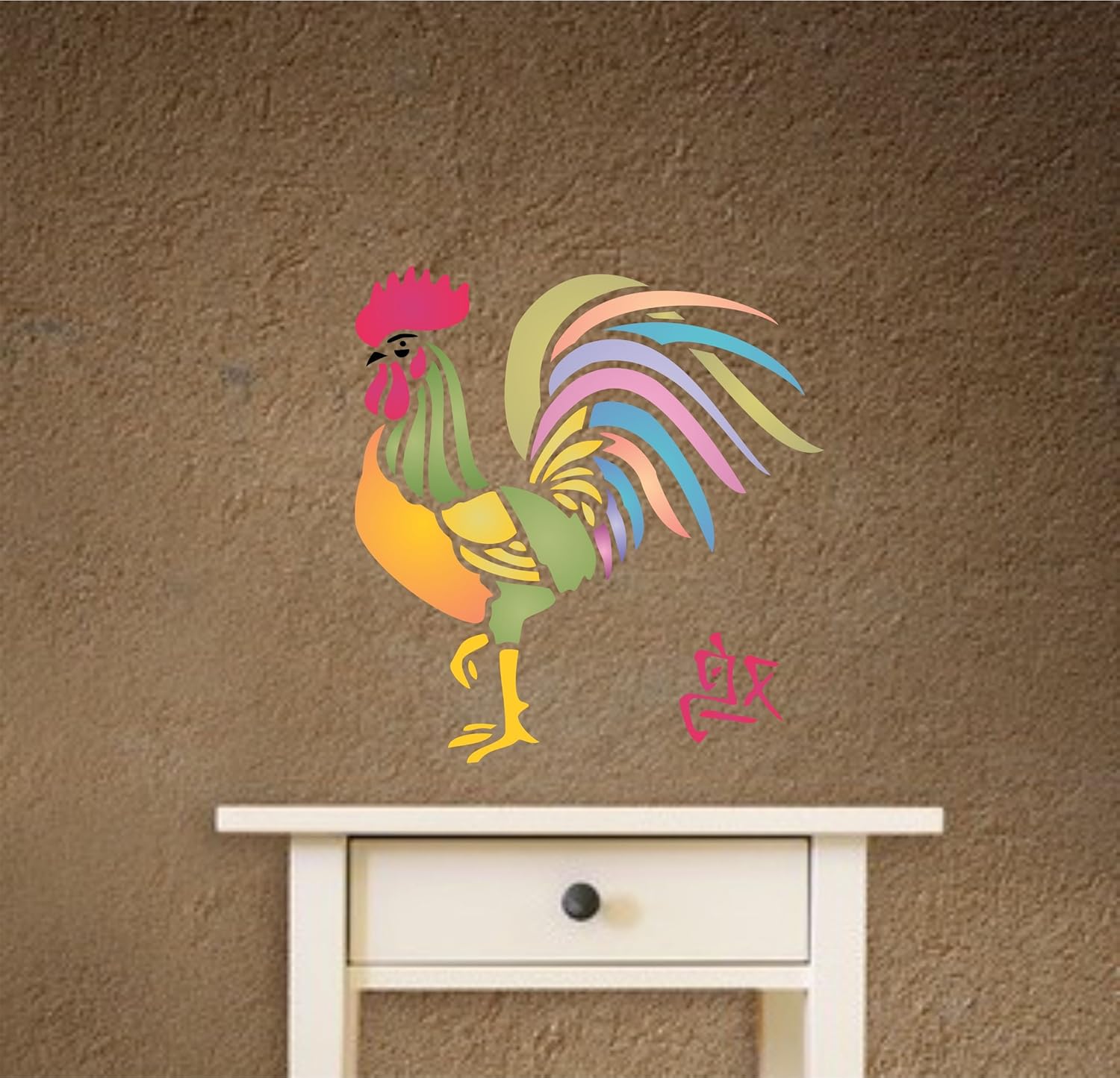 Rooster Stencil - 20 x 21.5 cm - Reusable Chinese Year of The Rooster Chicken Bird Farm Animal Wall Stencil Template - Image 4