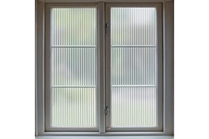 VELIMAX 1/2-Inch Reeded Glass Window Film, Frosted Reeds Window Film, Window Privacy Film, 3D Window Decals Non Adhesive for Bathroom Living Room Office, 17.7x78.7 inches