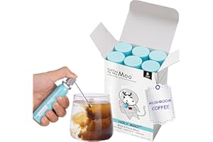Coffee to the Moo Nitro Cold Brew Coffee Concentrate, Lion’s Mane Mushroom Coffee with Ginseng for Focus Support, Instant Hot or Iced, Pocket/Purse Sized & Travel Friendly, No Refrigeration, 6 Cups