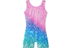 BAOHULU Leotard for Girls Gymnastics Toddler Sparkle Stripes Tank Biketards One Piece