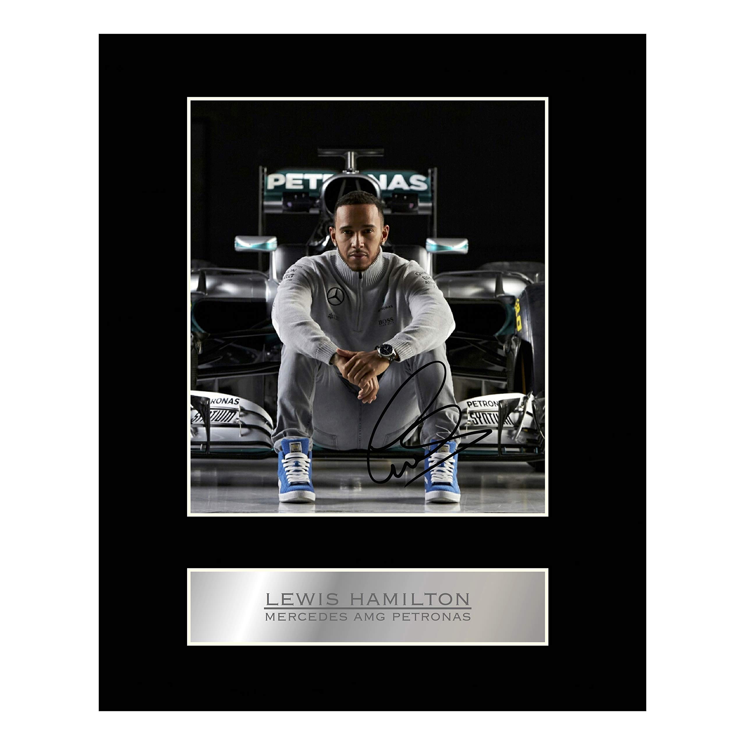 Iconic pics Lewis Hamilton Signed Mounted Photo Display Mercedes #3 Autographed Gift picture print