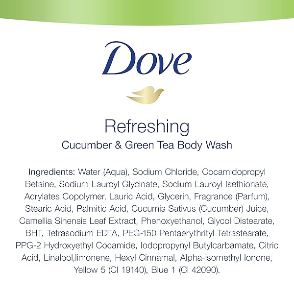 DOVE BODY WASH PUMP FOR DRY SKIN CUCUMBER AND GREEN TEA SULFATE FREE BODY WASH 34 OZ