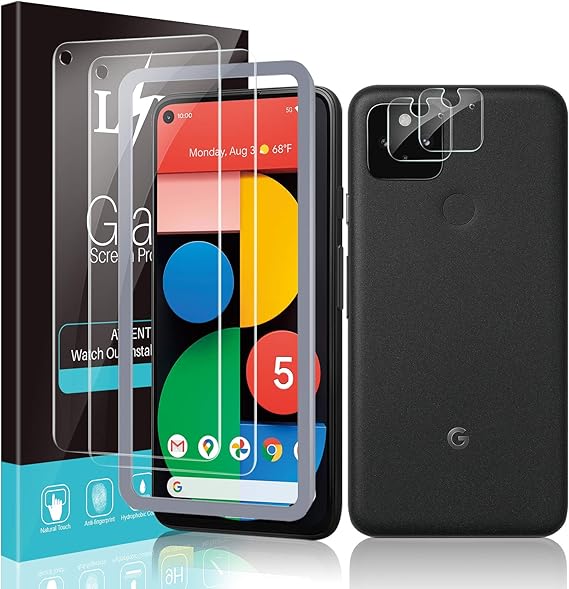 LϟK 4 Pack Screen Protector for Google Pixel 5 with 2 Pack Camera Lens