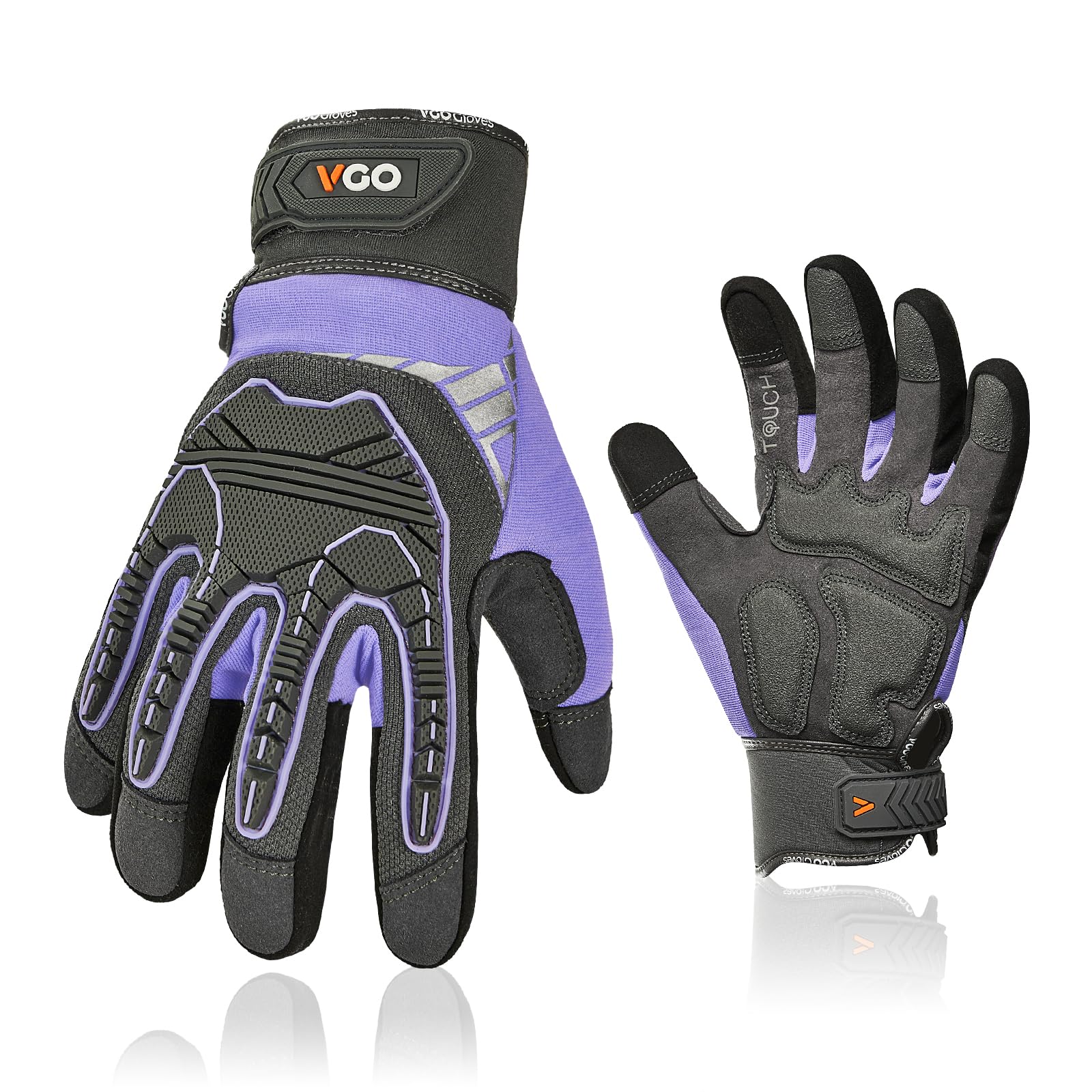 Photo 1 of Vgo... Work Gloves Women,Motorcycle Gloves,Synthetic Leather, Impact Protection,Mechanic,Vibration Reduction,Law Enforcement Gear,Touchscreen(L,Purple,SL8849IP-FM)