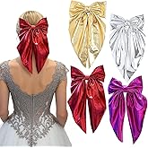 4 Pack Big Bow Hair Clips Bowknot Hair Accessories for Women,Silky Satin Hair Clip Ribbon Hair Barrettes for Girls Thin Thick Hair for Valentine’s Day,Party