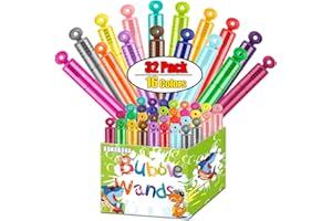 BOKABOKA 32Pack 16 Colors Mini Bubble Wands,Bulk Bubbles,Carnival PrizesParty Favors, Assortment for Kids Child,Wedding, Halloween,Christmas,Outdoor,Themed Birthday,Goodie Bags