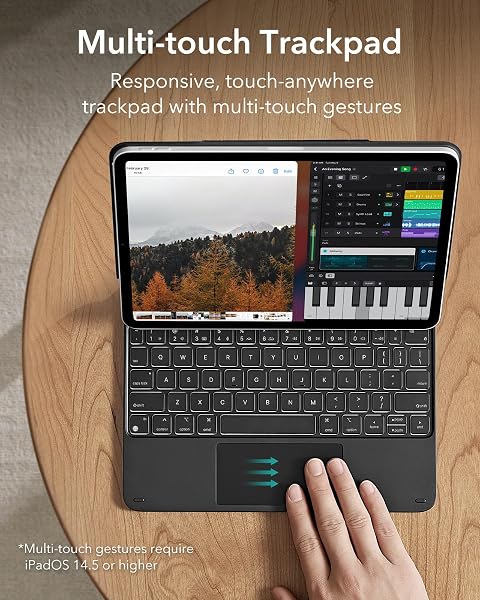 ESR IPAD AIR 11 INCH CASE WITH KEYBOARD (M3/M2, 2025/2024), IPAD PRO 11 (4TH/3RD/2ND/1ST GEN) & AIR 5/4TH MAGIC KEYBOARD CASE, EASY-SET FLOATING CANTILEVER STAND, PRECISION MULTI-TOUCH TRACKPAD, BLACK