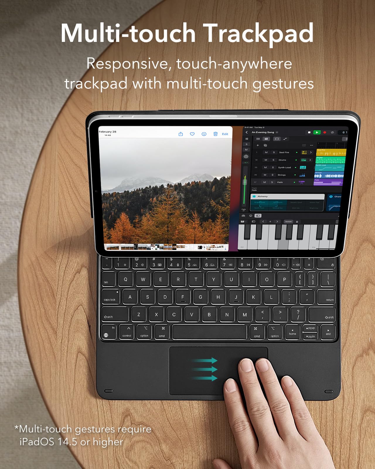 ESR iPad Air 11 inch Case with Keyboard (M3/M2, 2025/2024), iPad Pro 11 (4th/3rd/2nd/1st Gen) & Air 5/4th Magic keyboard Case, Easy-Set Floating Cantilever Stand, Precision Multi-Touch Trackpad, Black