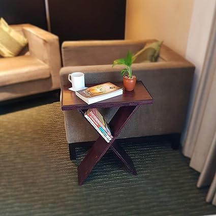 Lycka Wooden Sofa Side End Table For Living Room Small Book Shelf Storage Birchwood Red Mahogany Amazon In Electronics