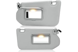 HKPARTS for 2013-2018 Nissan Pathfinder, 2014-2017 Infiniti QX60, 2013 Infiniti JX35 Left Driver & Right Passenger Side Sun Visor SunVisor with Light 96401-9PB0A 96400-9PB0A (Gray)