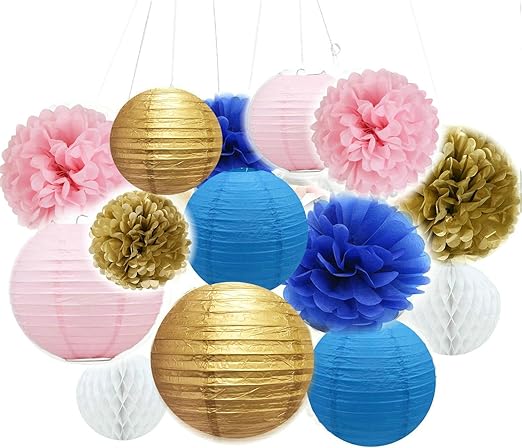 Amazon Com Fascola 14 Pcs Mixed Navy Blue Pink Gold Party Tissue
