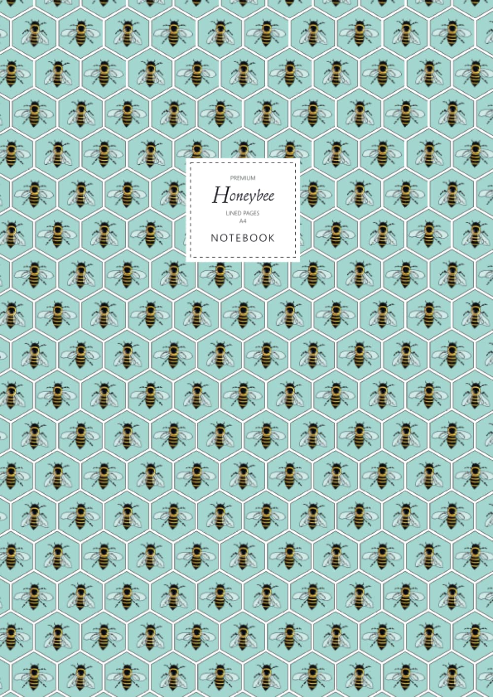 Honeybee Notebook - Lined Pages - A4 - Premium: (Aqua Edition) Fun notebook 192 lined pages (A4 / 8.27x11.69 inches / 21x29.7cm)