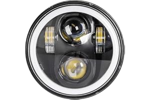 Zmoon 5 3/4 5.75 Inch LED Headlight for Motorcycle, Compatible with Harley Davidson Sportster Iron 883 Dyna Street Bob Super Wide Glide Low Rider Night Rod Train Softail, IP67 Waterproof, 1PCS