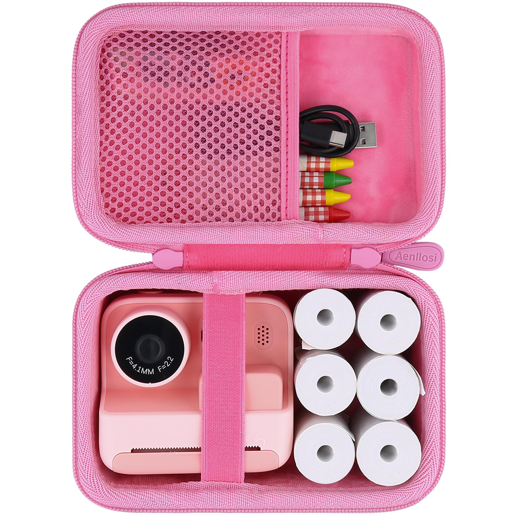 Aenllosi Hard Storage Case for Manttely/Nevanah/Mafiti Kids Instant Print Camera, Childs Camera Photo Paper 6 Roll & Color Pen Organizer Box, Pink (Case Only)