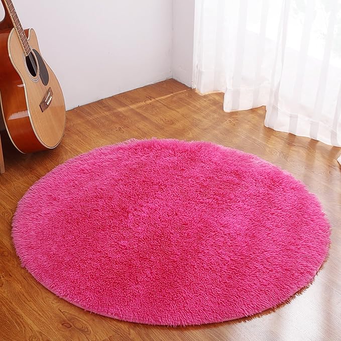 Dotesy Soft Furry Round Area Rugs for Baby Living Room