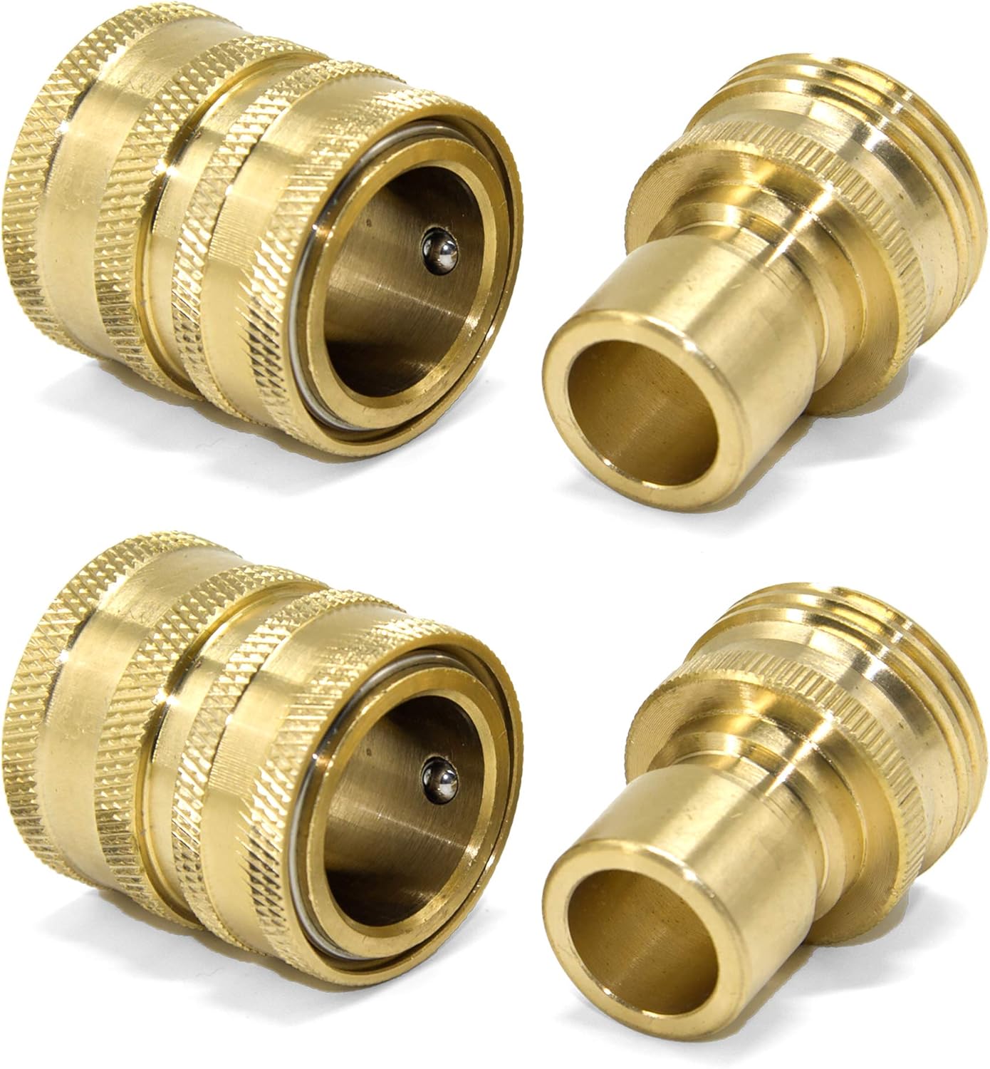 TEVEZ Garden Hose Quick Connect Set Garden Hose Solid Brass Fittings 2-Pack