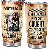 Personalized Bestie Tumbler Customized Name Partners in Crime Cup With Lids Stainless Steel Insulated Cute Travel Cups Gifts For Sister Best Friend Forever If We Get Caught