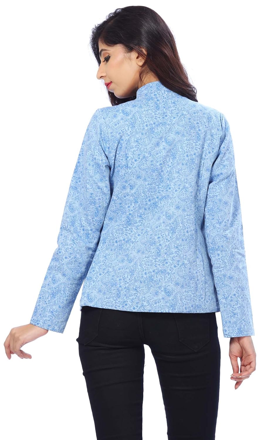 abony light blue denim printed jacket