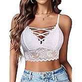 Avidlove Bralettes for Women V Neck Lace Camisole Y2K Tank Top Strappy Cami Unpadded Bra Lingerie Crop Tops Outfits