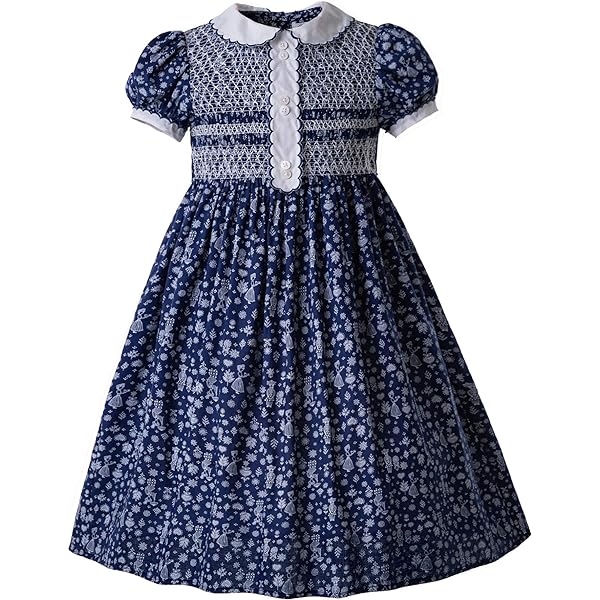【新品】ARTS&SCIENCE smocking dress / navy Amazon.com: Maoluo Vintage Girls Elegant Summer Navy Smocked