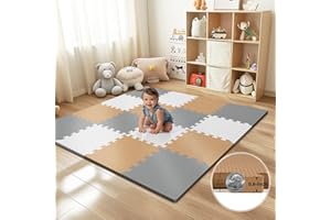 PIGLOG 16 Tiles Baby Play Mat for Floor, EVA Foam Baby Floor Play Mat with 0.6 Inch Thick Interlocking Foam Tiles, Foam Floor Tiles for Baby, Toddlers and Kids