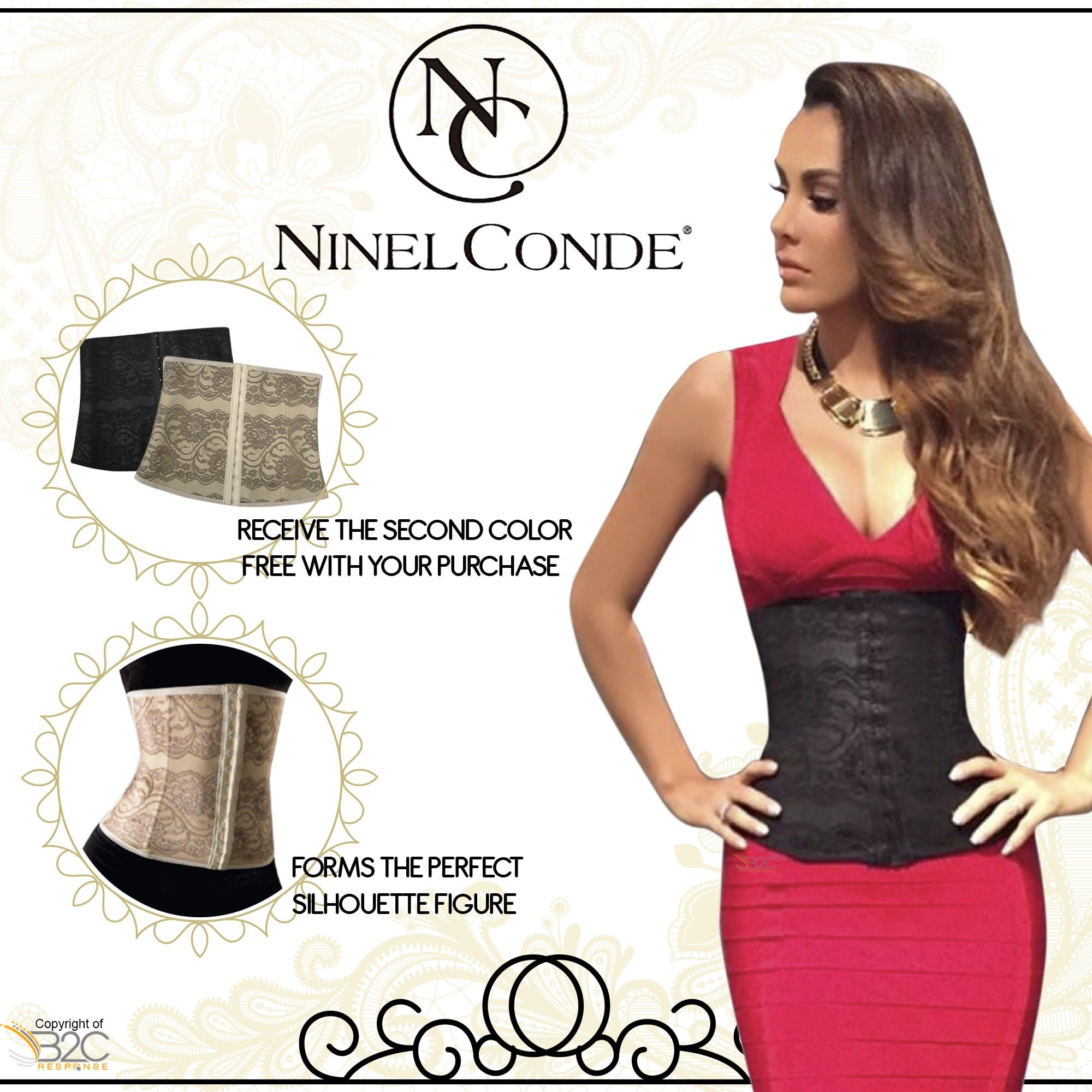 Ninel Conde Women's Waist Trainer Corset - Workout Waist Cincher (X-Large, Kit)