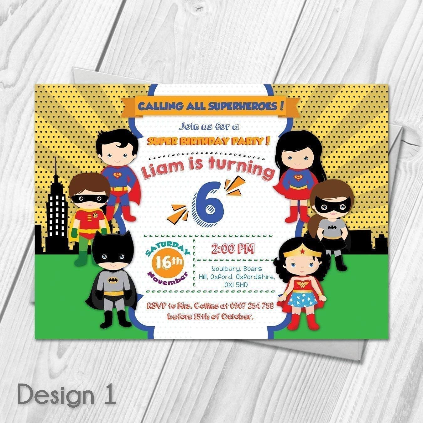 Personalised Superhero Boy Girl Birthday Party Invites & Thank You Cards