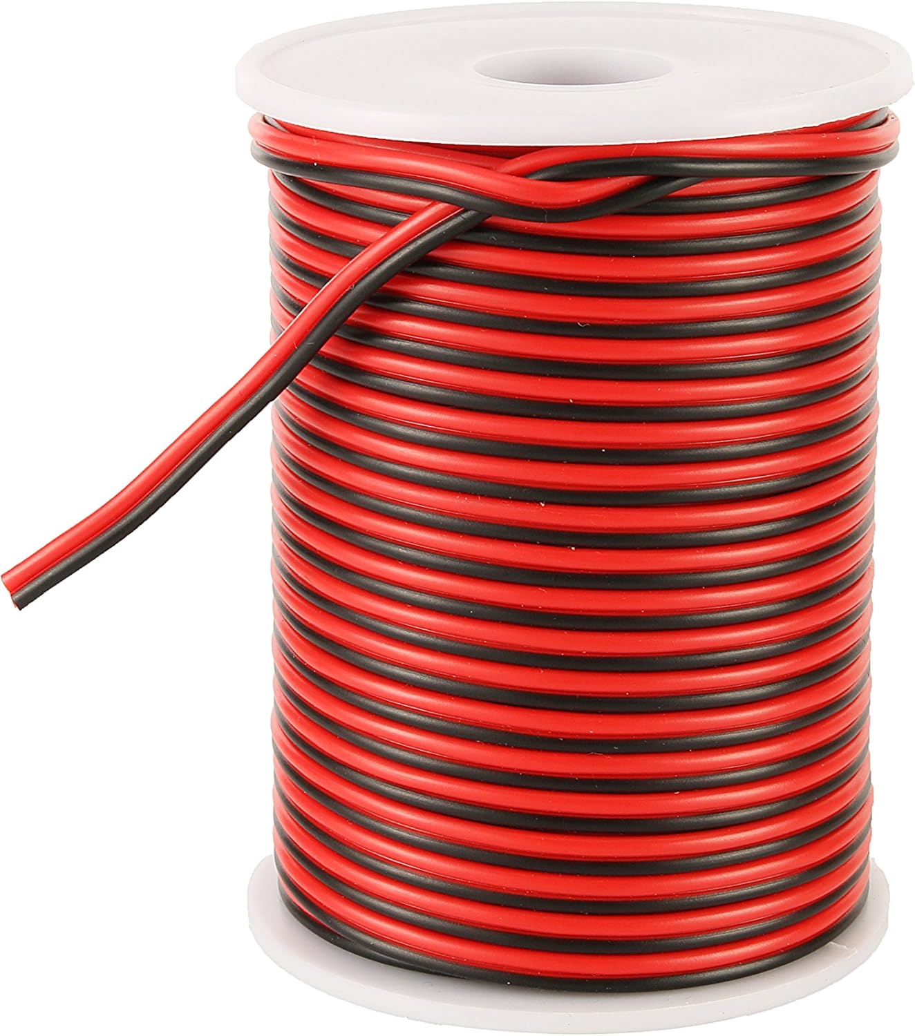 C-able 100FT 18 AWG Gauge Electrical Wire Hookup Red Black Copper Stranded Auto 2 Wire Low Voltage 12v DC Wire for Single Color LED Strip Extension Cable Cord Spool - - 