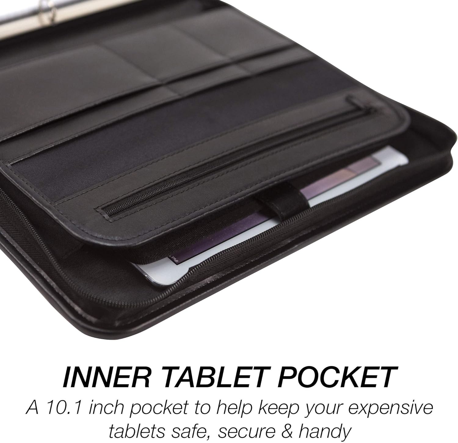 Samsill 70829 Professional Padfolio Bundle, Includes Removable Clipboard.5” Round Ring Binder with Secure Zippered Closure, 10.1 Inch Tablet Sleeve, Black: Office Products