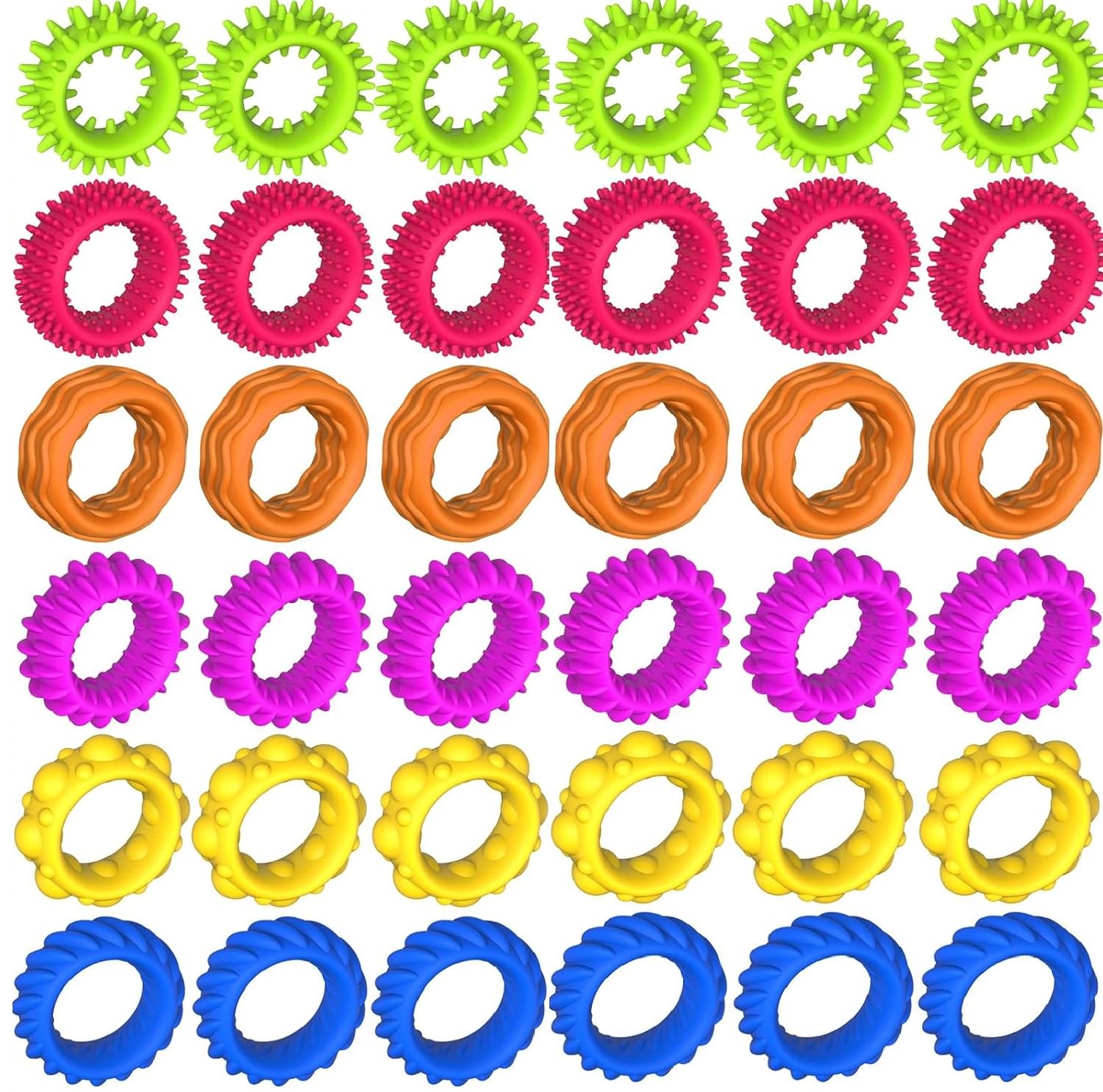 SMALL FISH 36 Pack Fidget Ring Sensory Finger Toys for Kids Adults - Stretchy Calming Toys for Autism - Bulk Fidgets for Students Classroom Prize — image 1