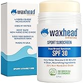 Waxhead Zinc Oxide Sunscreen Stick SPF 30, 4-Ingredient Mineral Sunscreen for Face & Body, EWG 1, Reef Safe Non-Nano, Baby & Kids Sensitive Skin, Water Resistant Sport Tattoo Sunblock, 3.7 oz