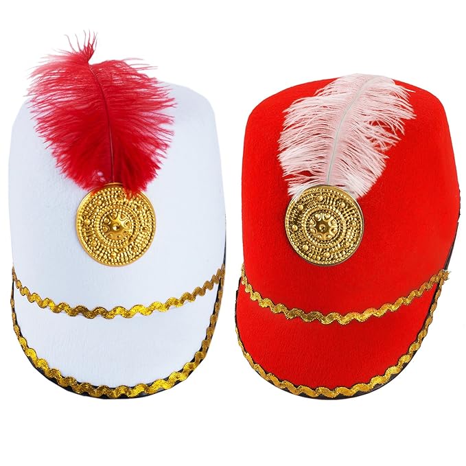 Tigerdoe Marching Band Hat 2 Pack Nutcracker Hat Soldier Hat Drum Major Hat Toy