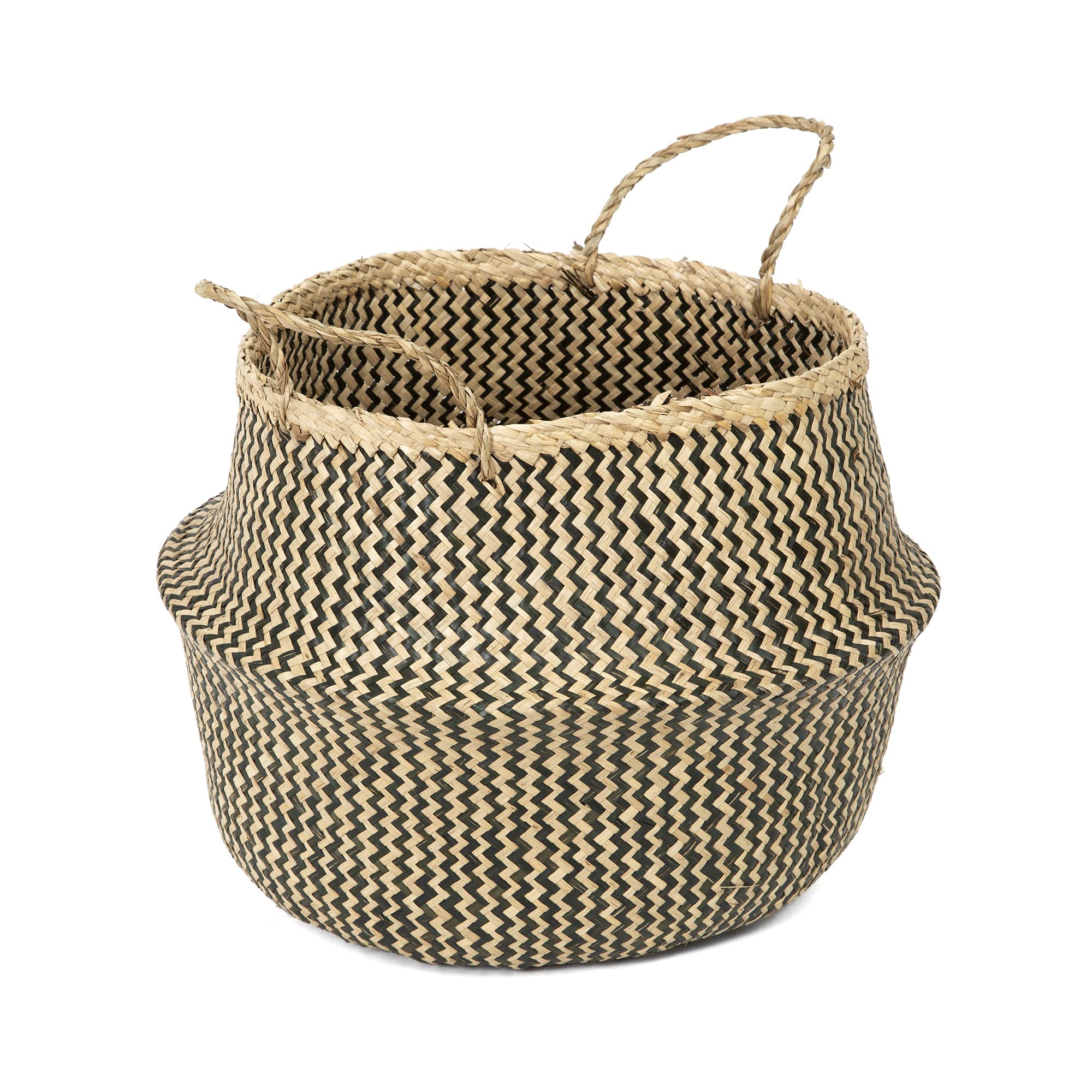 Compactor Belly XL Seagrass Basket - Handwoven Black Storage Basket, 45X45X36 cm