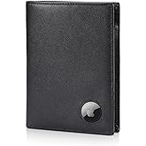 Polare Luxury RFID Blocking Leather Passport Holder Travel Wallet For Men and Women (Black with AirTag Slot)