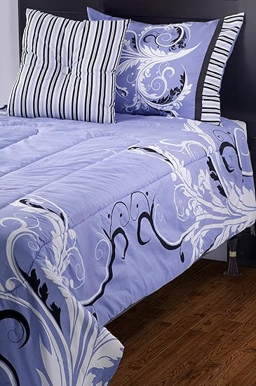 Rizzy Home Riz Kids Filligree Bed Skirt, Twin, Periwinkle