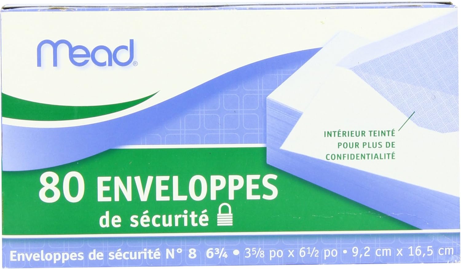 Mead #6-3/4 Security Envelopes, 3-5/8" x 6-1/2", Confidential, White, 80 per Box (75212) : Business Envelopes : Office Products