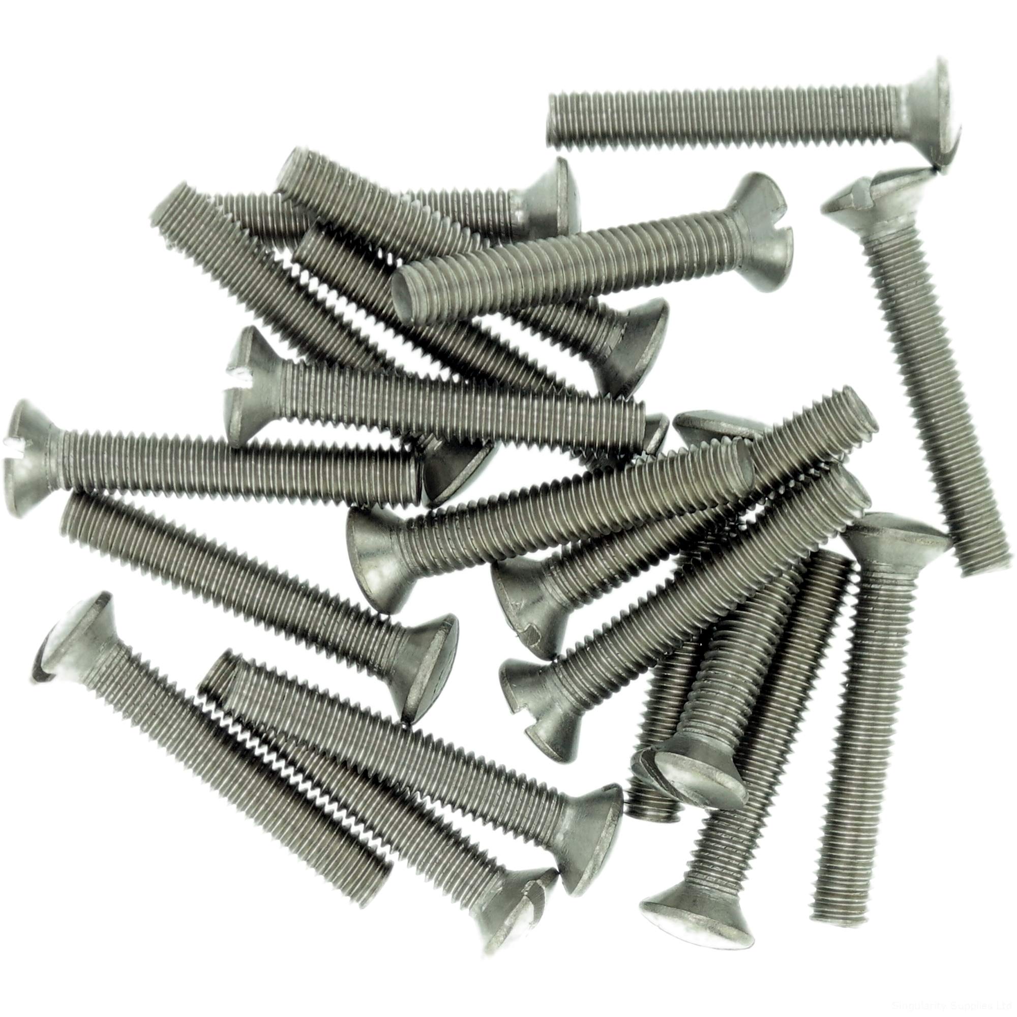 M6 (6mm x 10mm) Slot Raised Countersunk Machine Screw (Bolt) - Stainless Steel (A2) (Pack of 20)