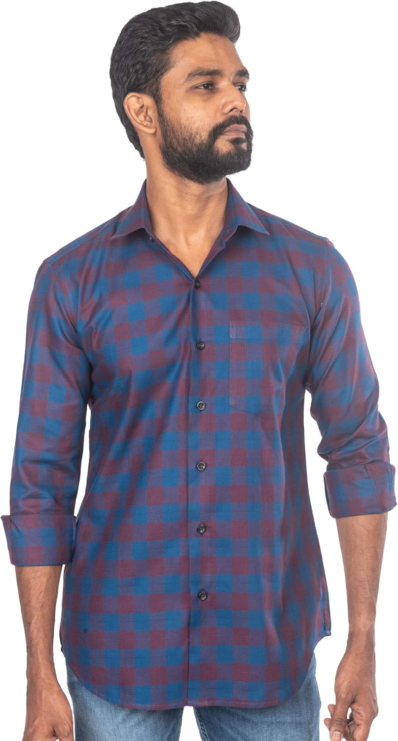 Buy CONTROVERSIAL Men's Egyptian Cotton Slim Fit Shirt (DarkBlue) at