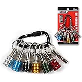 X-STEEL 6Pcs Bit Holder, 1/4 Drill Bit Holders, Keychain Drill Screw Adapter Change Portable, With Black Carabiner for Tools 