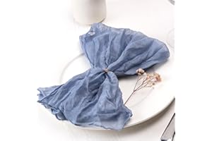 Dololoo Cheesecloth Napkins Set of 6, 20 x 20 Inch Gauze Dinner Cloth Napkins, Handmade Square Rustic Table Napkins for Parties Weddings Event Family Dinner Boho Boho Decoration, Dusty Blue